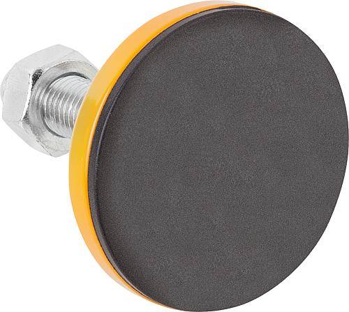 Gelenkfuß Ø 65 mm, M14 x 125, Form B, gelb lackiert