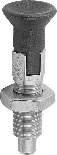 Arretierbolzen Ø 4, M6, Form D m. Rastnut m. Kontermutter, E