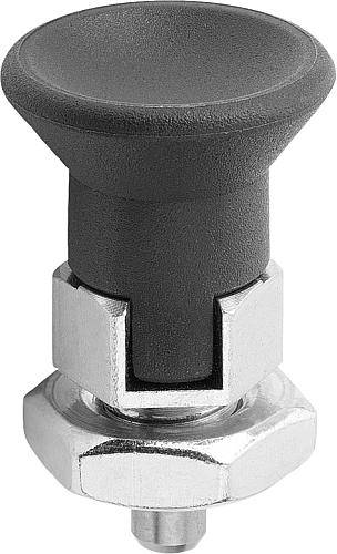 Arretierbolzen Ø 8, M16, Form D - mit Rastnut, mit Kontermut