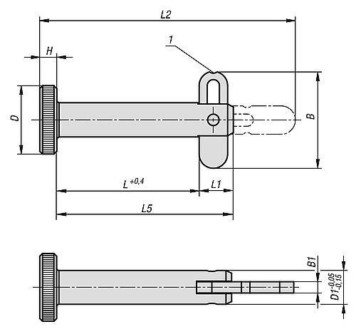 Steckbolzen Ø 6 x 40 mm, mit Klappsicherung