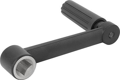 Handkurbel 125, SW14, mit drehbarem Zylindergriff, Aluminium