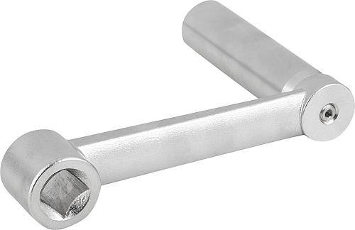 Handkurbel 125, Vierkant 14, Zylindergriff drehbar, Edelstah