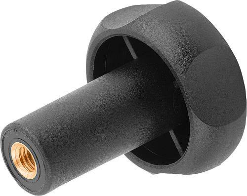 Sterngriff 52, mit verlängerter Nabe M10, Thermoplast schwar