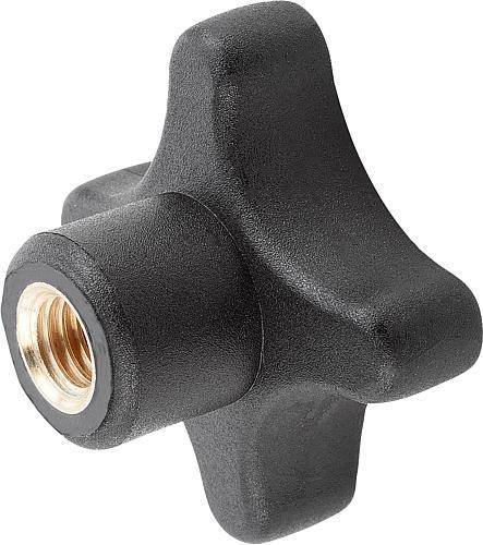 Kreuzgriff 50, M10 Gewindebuchse Messing, Thermoplast
