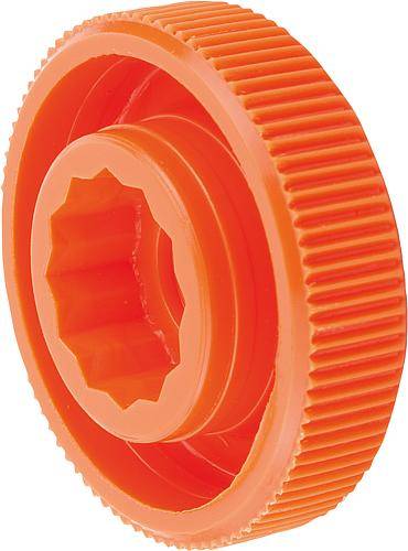 Rändelknöpfe 20, M5, Form A - flach, für Schrauben mit Außen