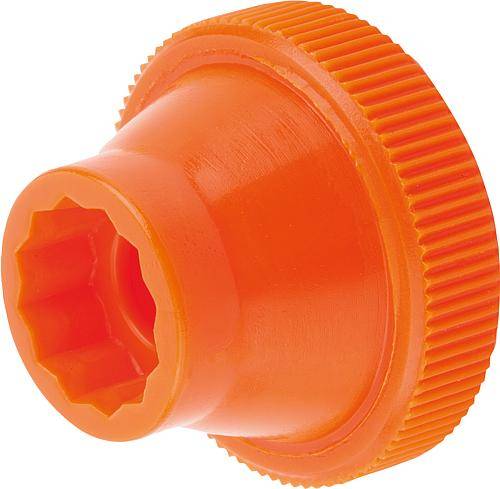 Rändelknöpfe für Schrauben M4 mit Außensechskant, Form B, or