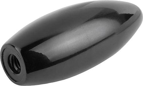 Ovalknopf Ø 35 x 85 mm, M12 Innengewinde, Duroplast, schwarz