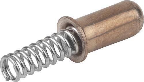 Federhülse abgerundet Ø 3 x 7, Form C - mit Bund, Edelstahl