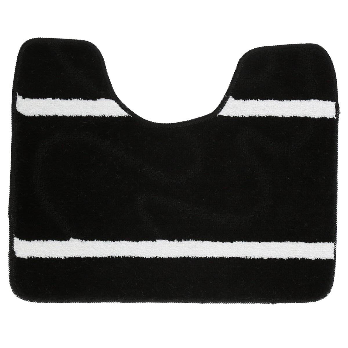 3-Teilig Bad Garnitur Badematte Badvorleger Wasser absobierend Kleine Streifenmuster rutschfest Schwarz