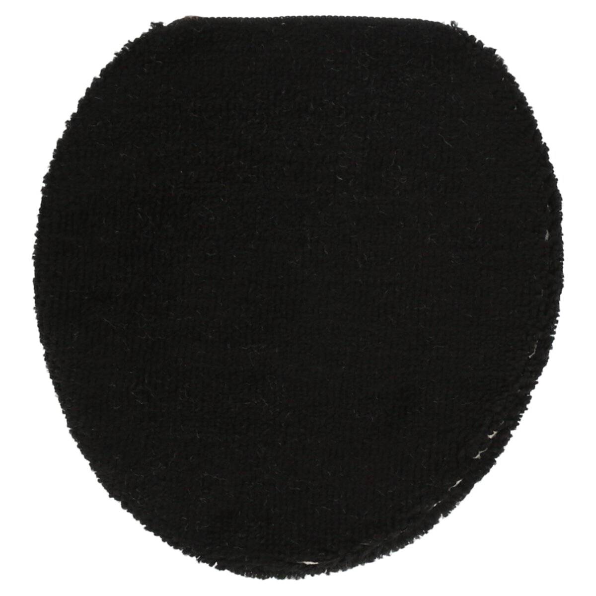 3-Teilig Bad Garnitur Badematte Badvorleger Wasser absobierend Kleine Streifenmuster rutschfest Schwarz