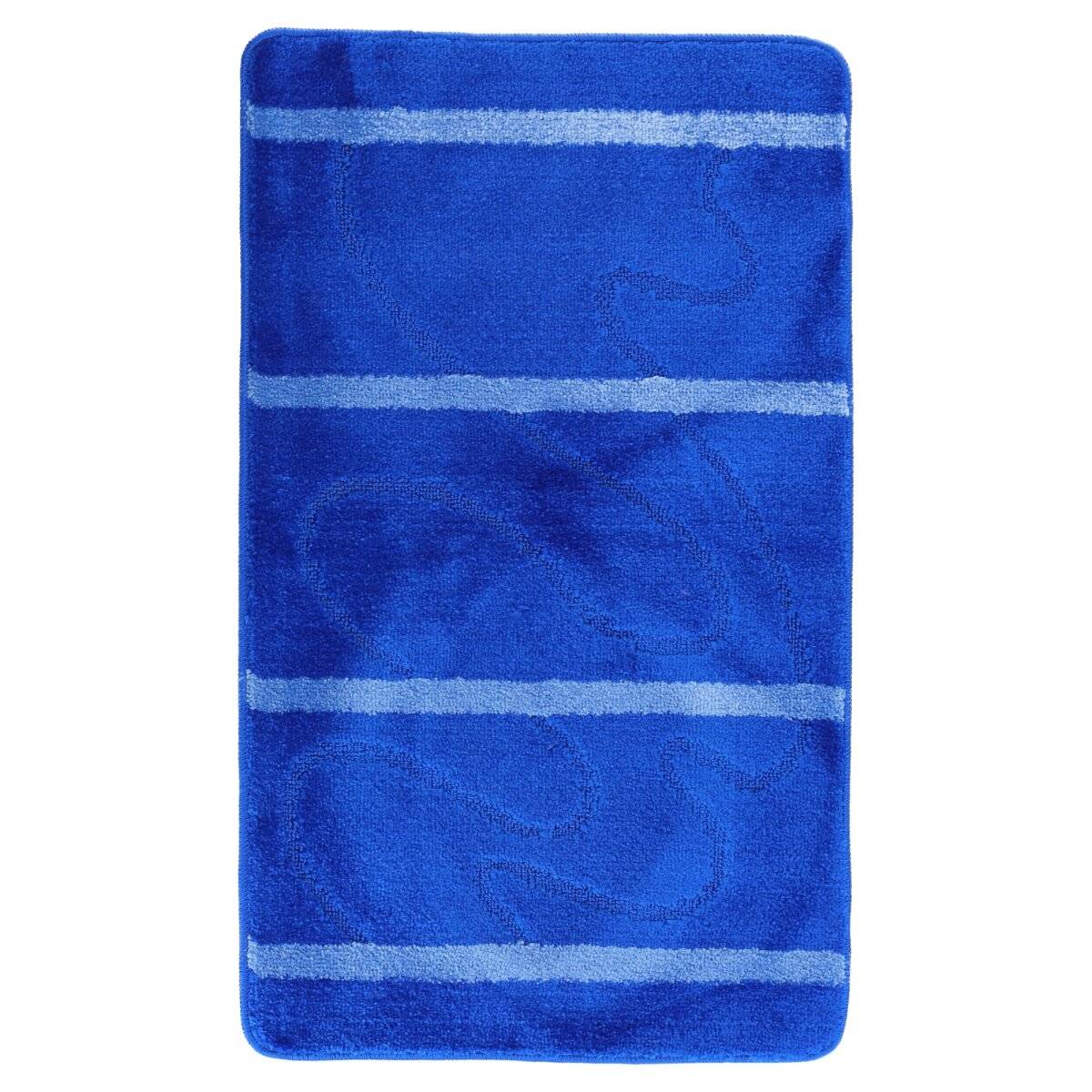 3-Teilig Bad Garnitur Badematte Badvorleger Wasser absobierend Kleine Streifenmuster rutschfest Blau