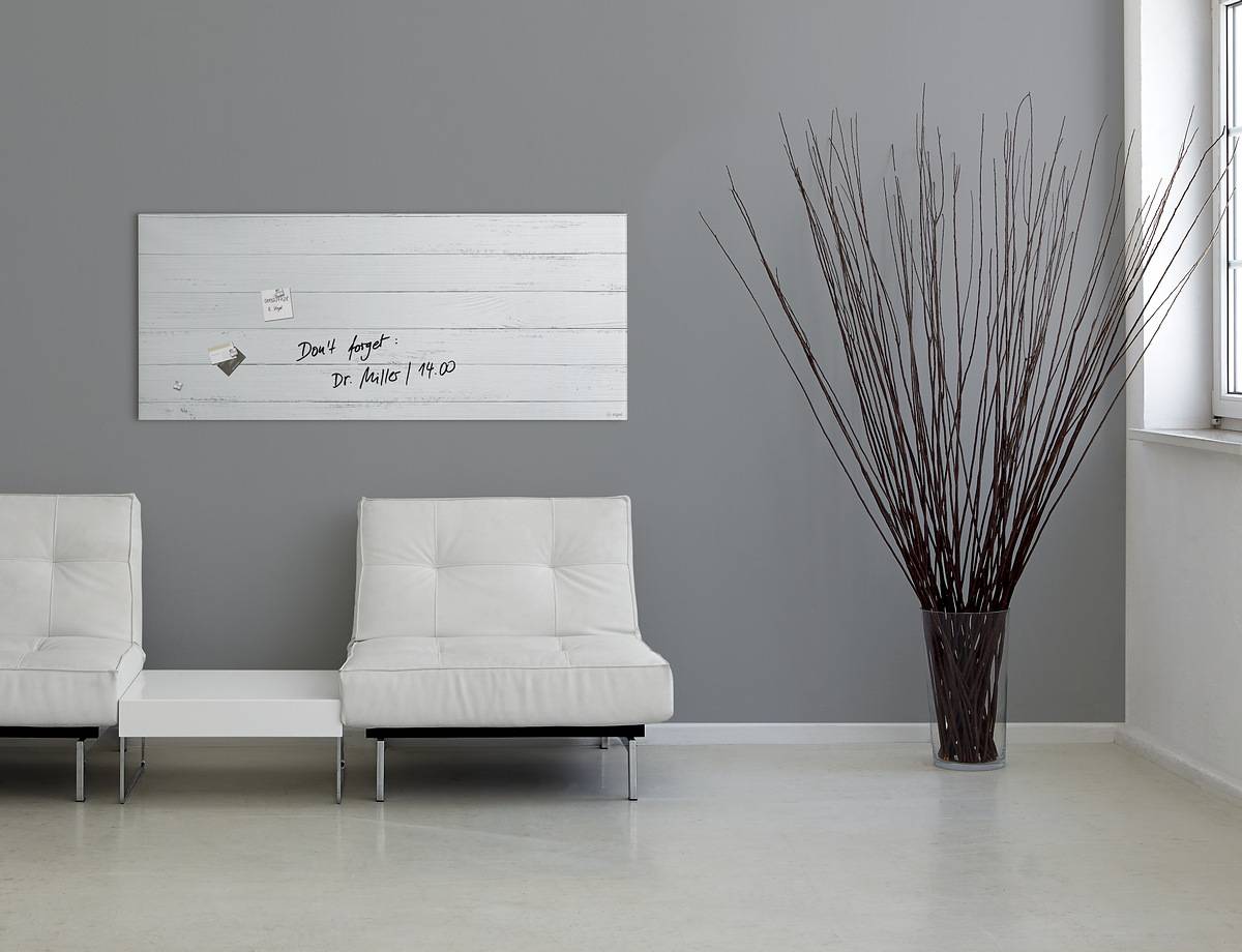 SIGEL Glas-Magnettafel Artverum - Design White Wood - 130 x 55 cm - weiß - Sicherheitsglas (ESG) - TÜV-geprüft