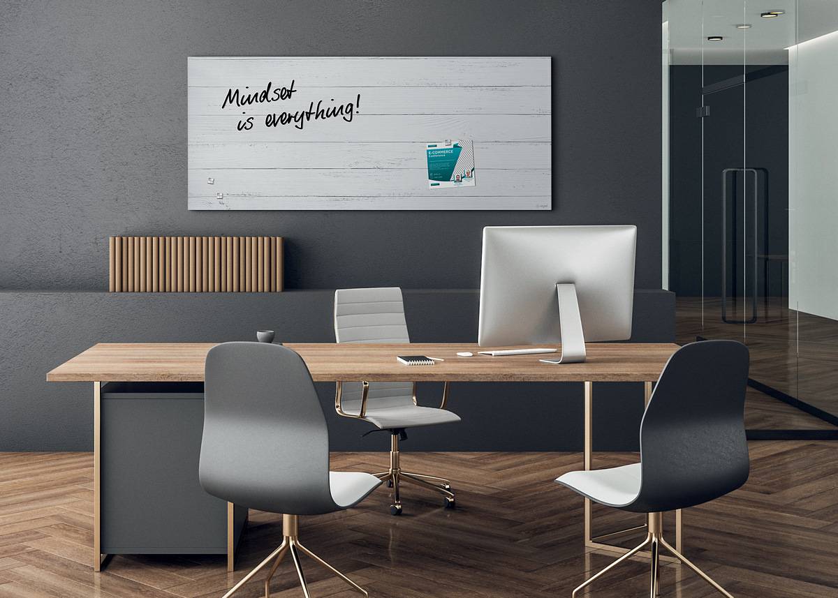 SIGEL Glas-Magnettafel Artverum - Design White Wood - 130 x 55 cm - weiß - Sicherheitsglas (ESG) - TÜV-geprüft