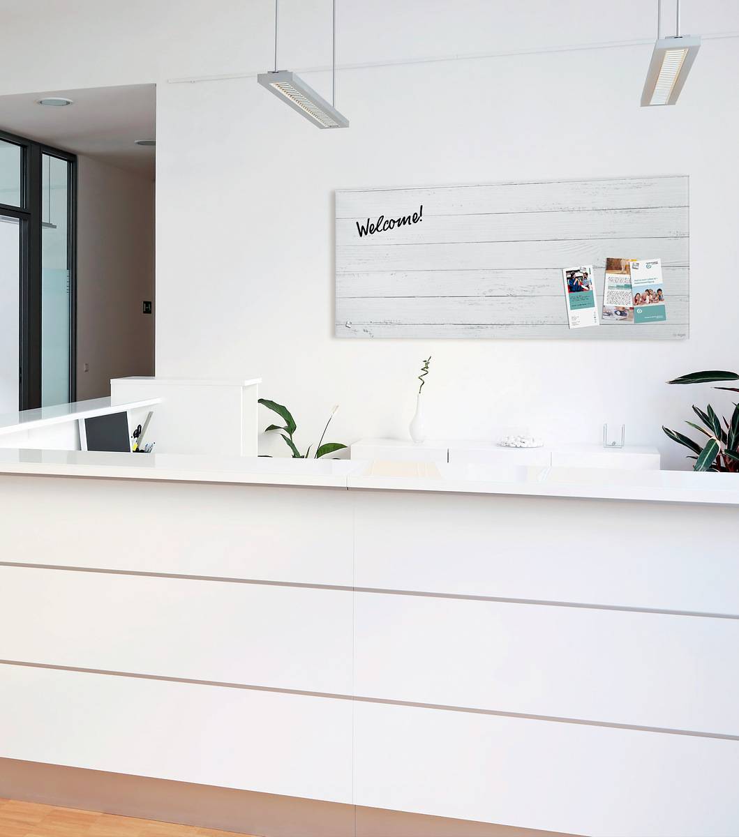 SIGEL Glas-Magnettafel Artverum - Design White Wood - 130 x 55 cm - weiß - Sicherheitsglas (ESG) - TÜV-geprüft