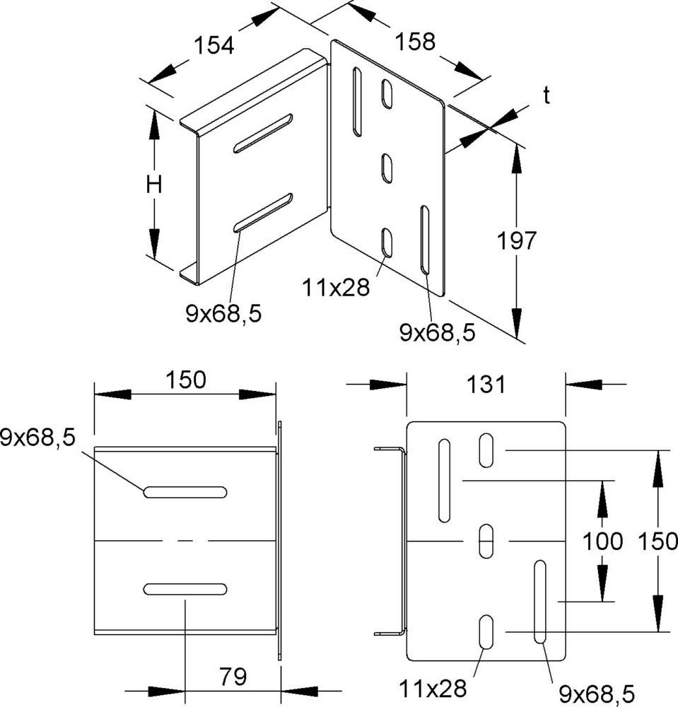 Niedax Weitspannholm Anschlußst. WHAS 150 E3