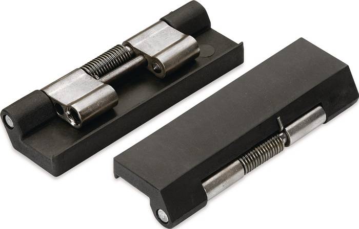 Ein Befestigungselement mit Federmechanismus und metallischer Oberfläche in zwei Winkeln, entwickelt für sichere Befestigung und Unterstützung.