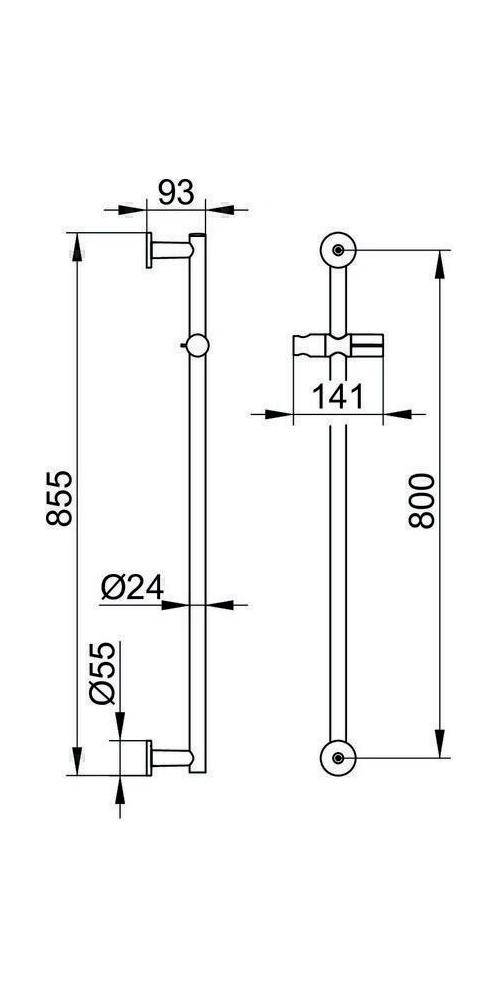 KEUCO Brausestange IXMO 855mm Rosette rund sw ma