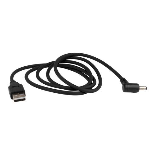 Schwarzes USB-A-zu-Rund-DC-Stromkabel mit Spulenkabel und Steckerverbinder