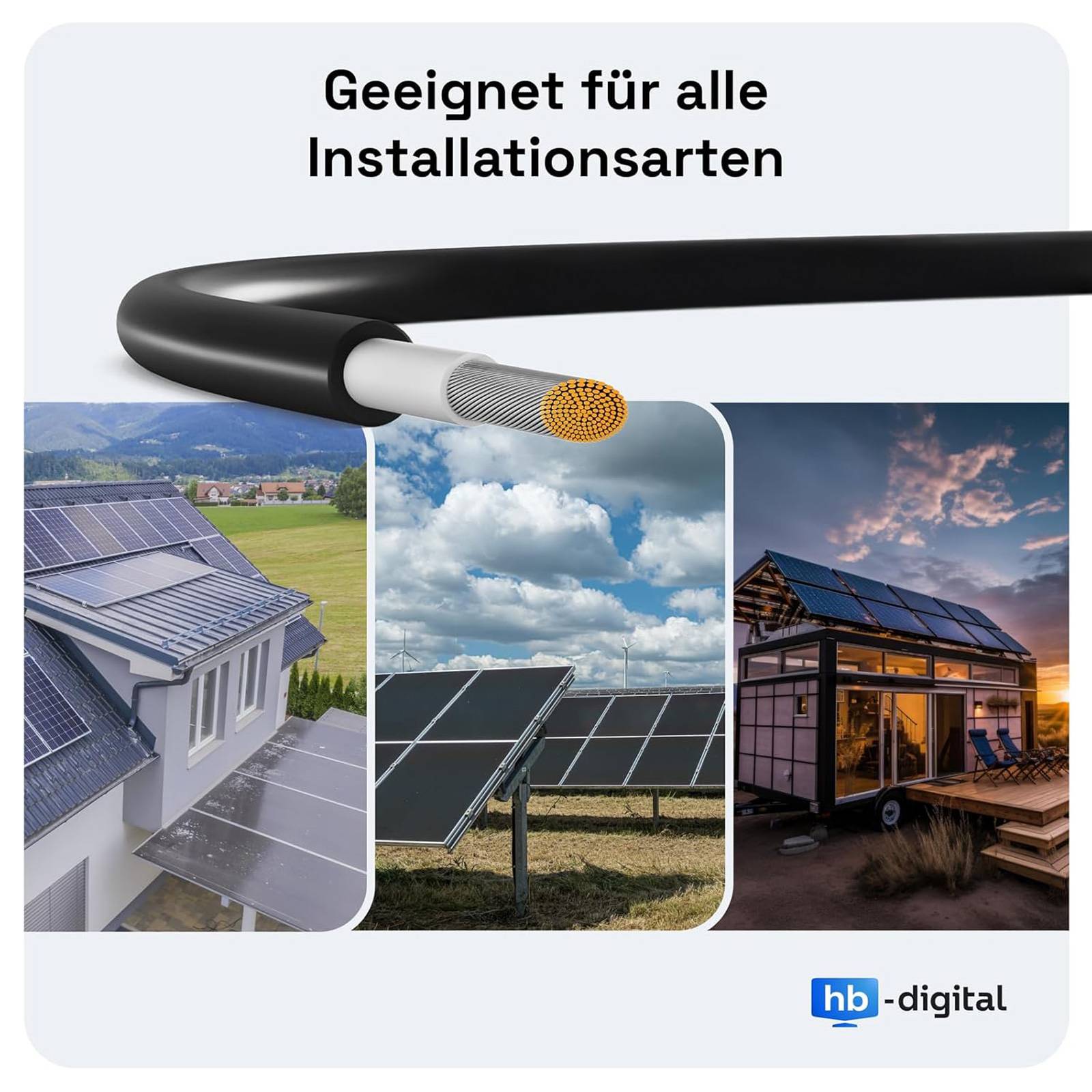 hb-digital Solarkabel 6mm2 H1Z2Z2-K PV Kabel 200m für Solaranlagen schwarz