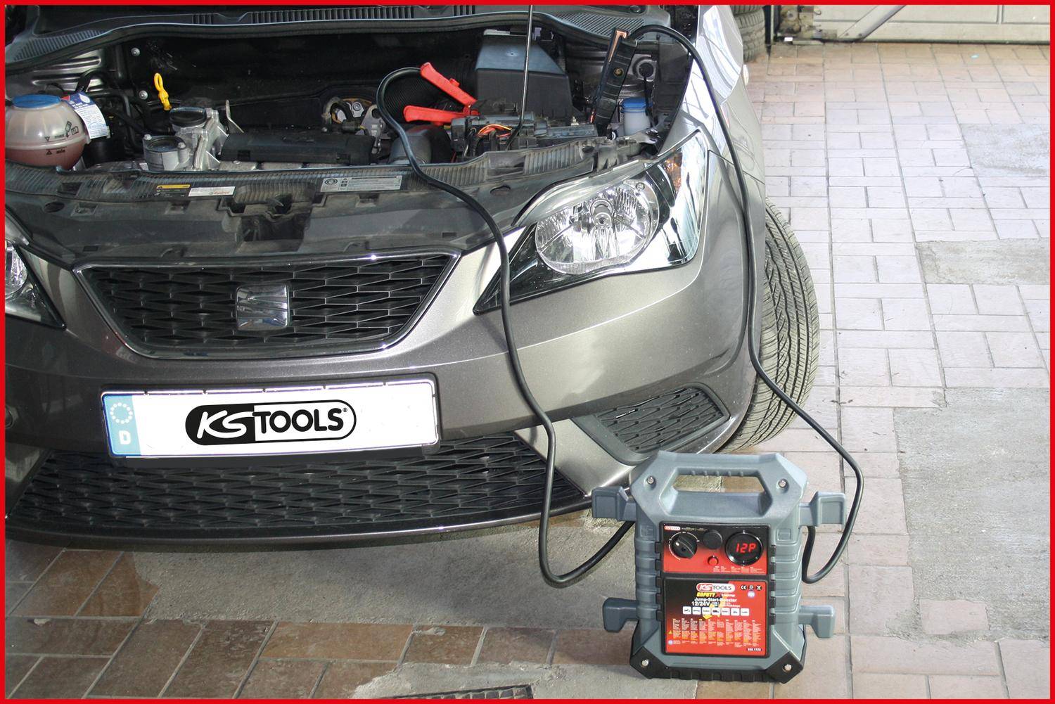 KS TOOLS 12 V + 24 V Batterie-Booster, mobiles Starthilfegerät 1400 A