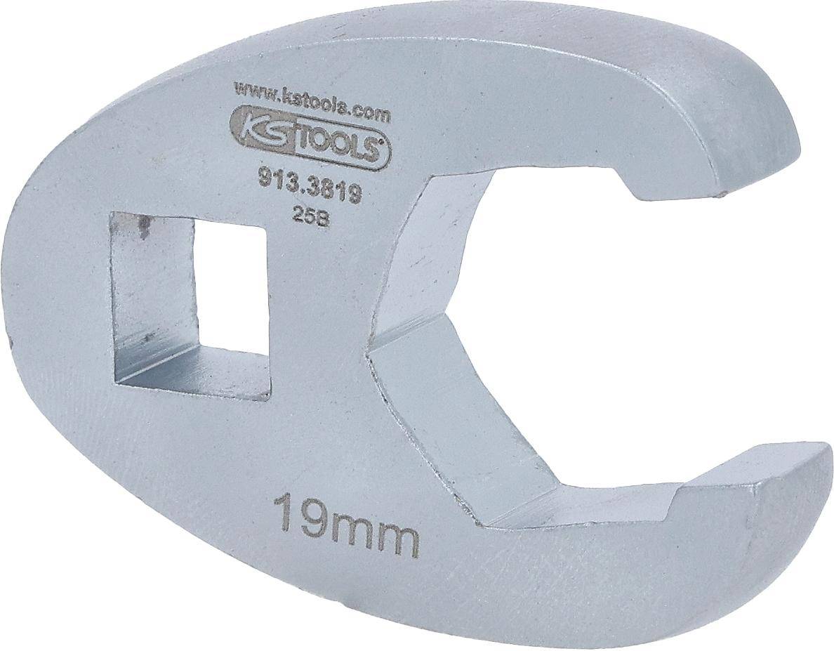 Ein offener Maulgabelschlüssel mit einer Größe von 19 mm, silberfarben. Die Marke 'KS Tools' ist zusammen mit der Produktnummer eingeprägt.