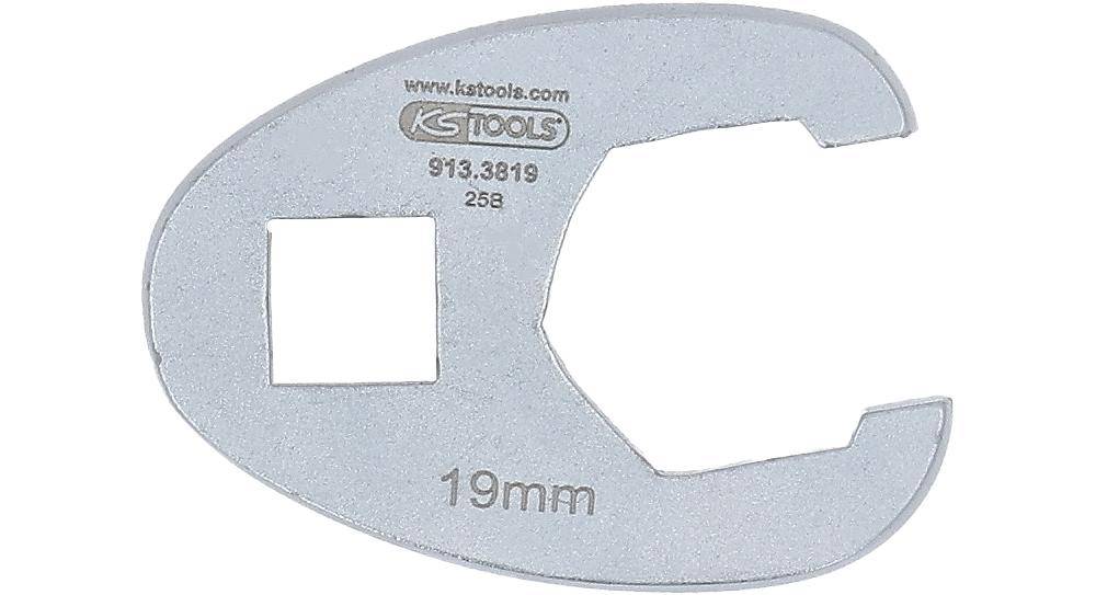 Ein KS Tools Maul-Schlüssel-Adapter-Kopf mit der Markierung '19mm', der zum Anbringen an einem Griff konzipiert ist und an einer Seite einen quadratischen Aufnahmeansatz besitzt.