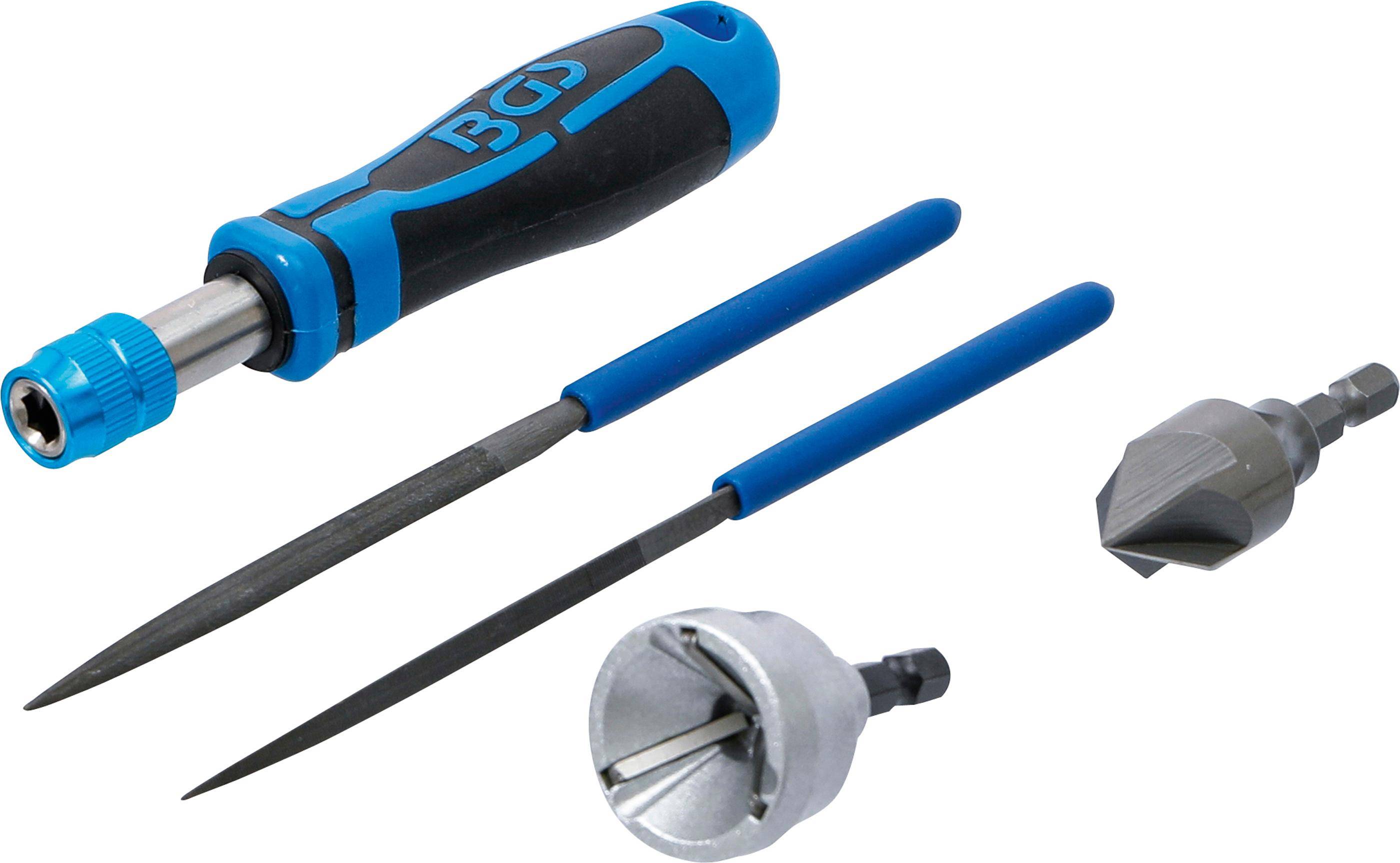 BGS technic Außen- / Innen-Entgrater und Feilen-Satz | 5-tlg.