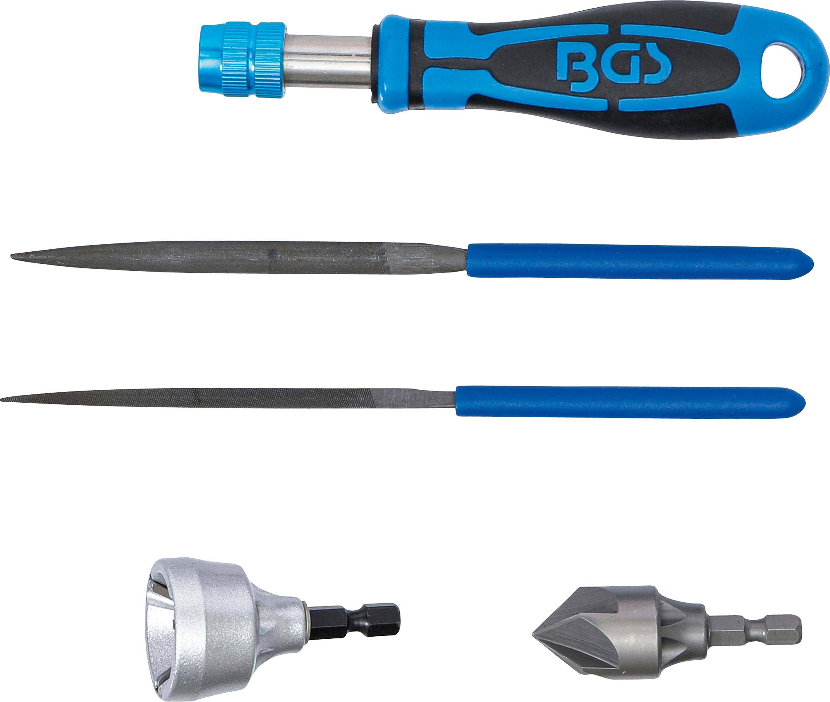 BGS technic Außen- / Innen-Entgrater und Feilen-Satz | 5-tlg.