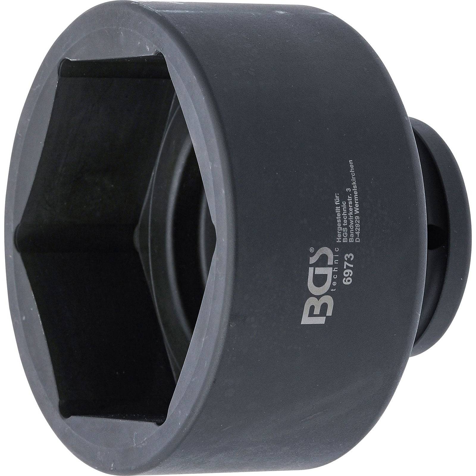 Ein BGS-Tools Sechskant-Einsatz, Modellnummer 6973, entwickelt für Anwendungen mit hoher Belastung, mit einer glatten, mattfarbenen Oberfläche.
