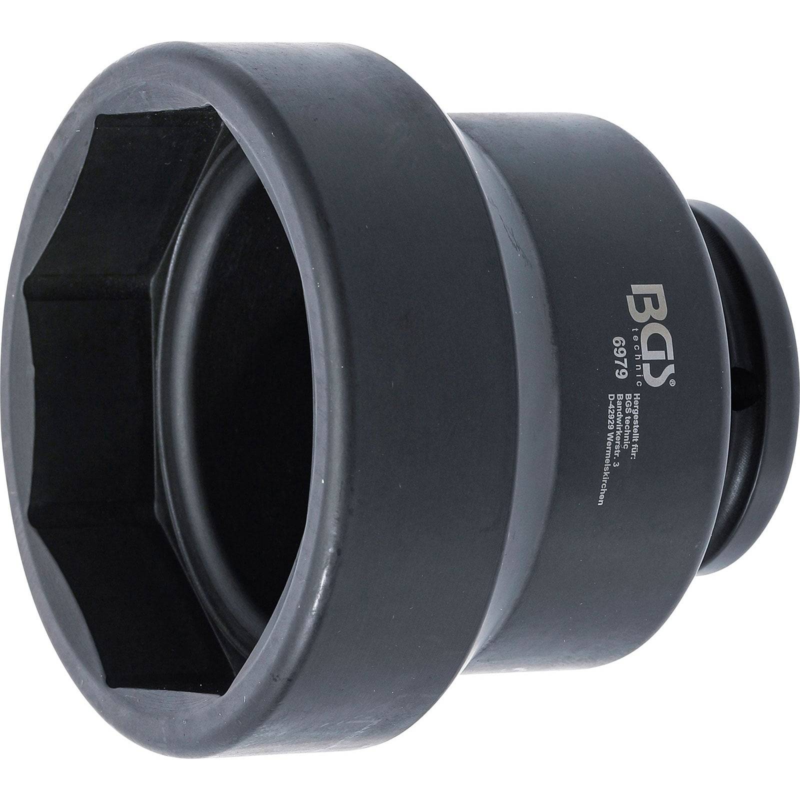 Schwerlast-Steckschlüssel aus schwarzem Stahl, entwickelt für große Muttern und Schrauben. Mit eingravierter 'BGS'-Bezeichnung und Modellnummer zur Identifikation.