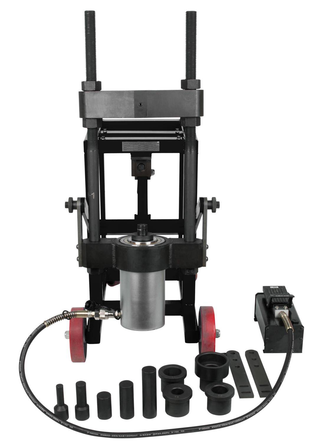 KS TOOLS Achsschenkelbolzen-Presse, 75t, mit Hlsen-Satz, 29-tlg