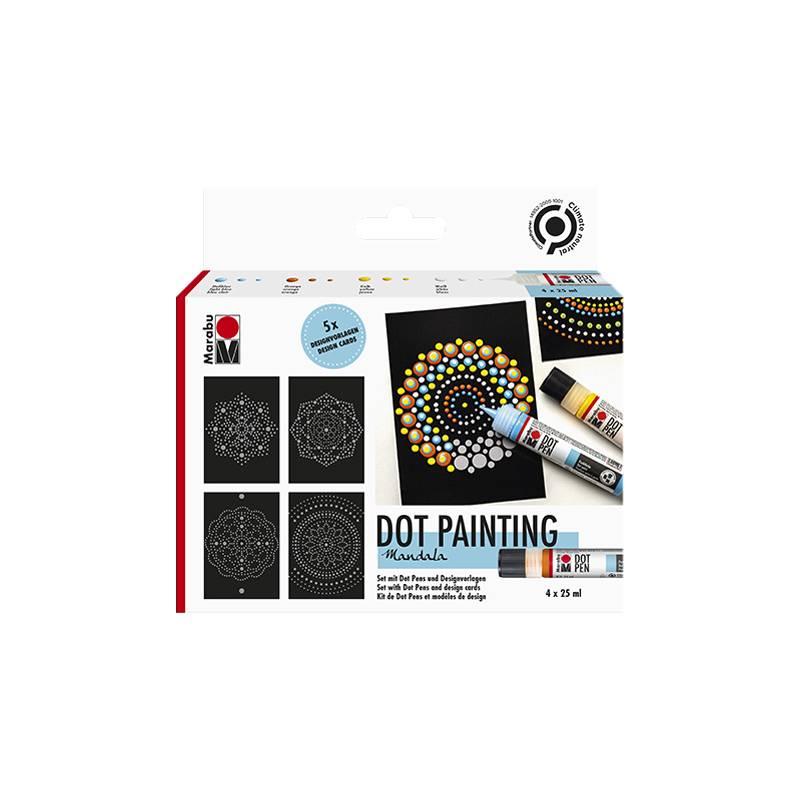 Marabu Punktfarbe Dot Pen Set "Mandala", 4 x 25 ml