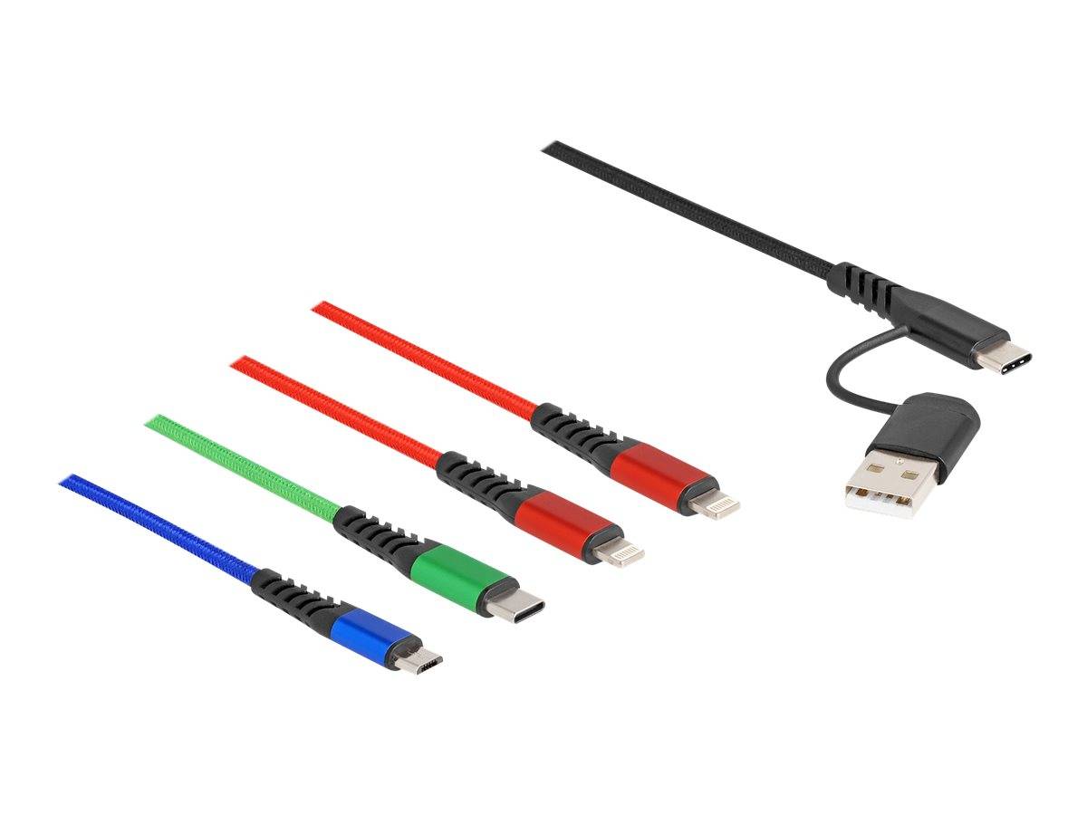 Delock 4 in 1 - Kabel nur zum Laden - USB, 24 pin USB-C männlich zu Micro-USB Typ B, Lightning, 24 pin USB-C männlich