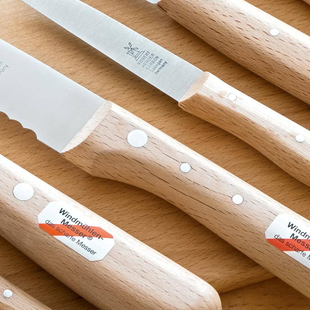 Windmühlenmesser Küchenmesser-Karte mit 10 Messern gerade Klinge 85 mm