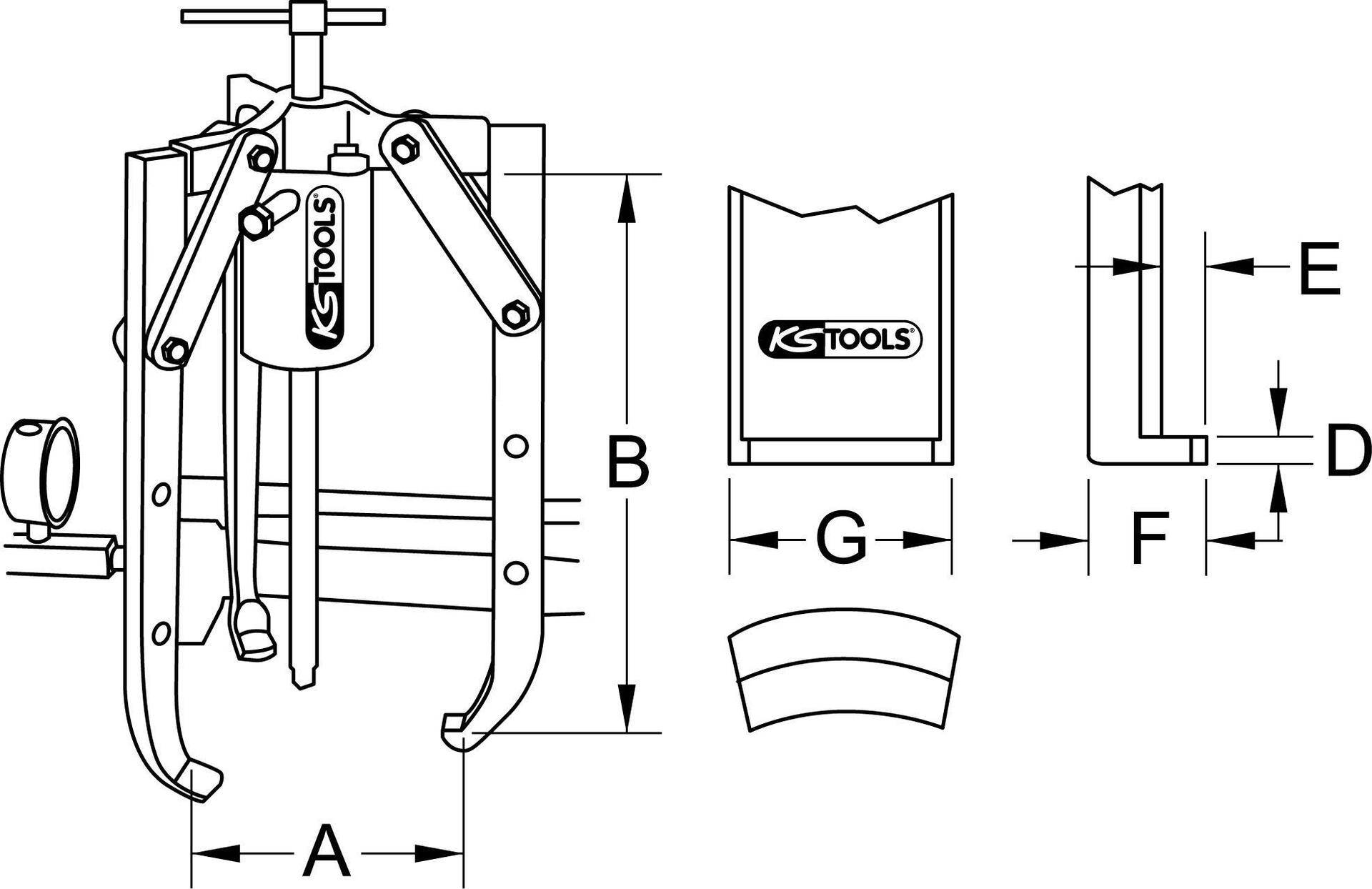 KS TOOLS Universal-Abzieher 3-armig, 50 t (640.0350)
