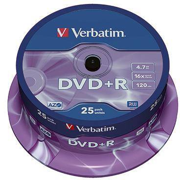 Verbatim DVD+R 43500 16x 4,7GB 120Min. Spindel 25 St./Pack.