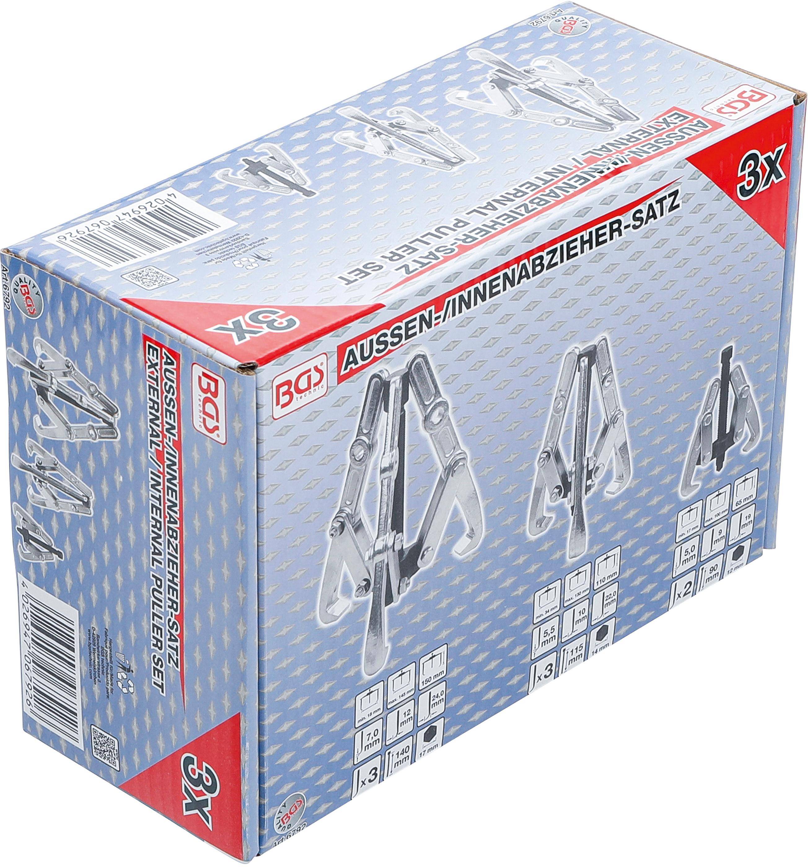 BGS Abzieher-Satz, 2-/3-armig | 100 / 120 / 150 mm | 3-tlg.