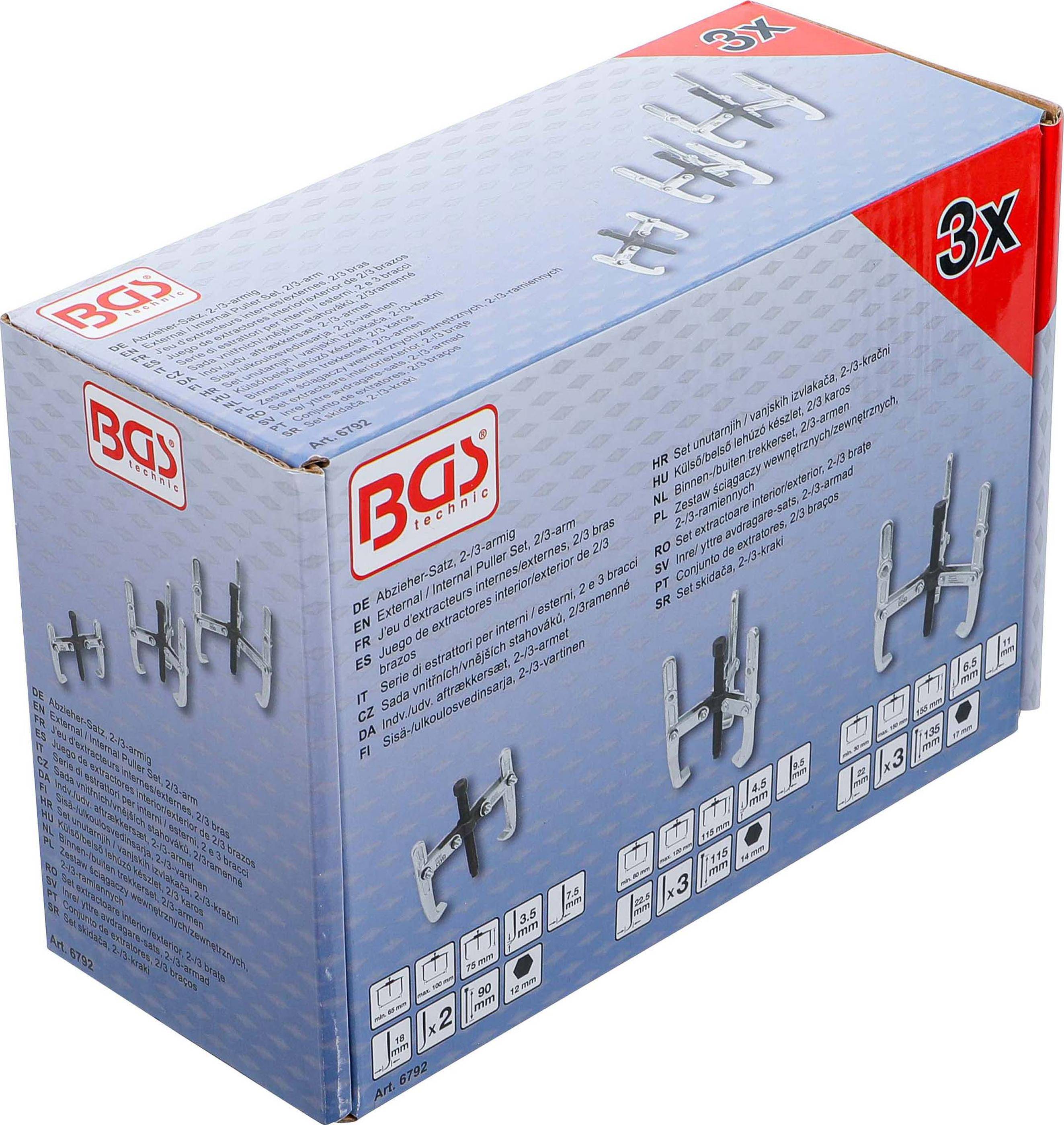 BGS Abzieher-Satz, 2-/3-armig | 100 / 120 / 150 mm | 3-tlg.