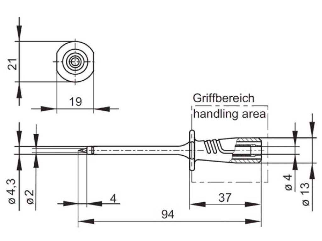 PRÜFSPITZE MIT ELASTISCHER, TRITTFESTER ISOLIERHÜLSE, 4mm-BUCHSE (PRUEF2600 ROT)