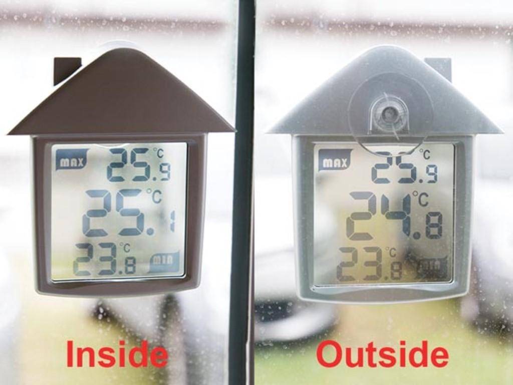 Perel TRANSPARENTES FENSTER-THERMOMETER MIT ANZEIGE DER MINDEST- UND