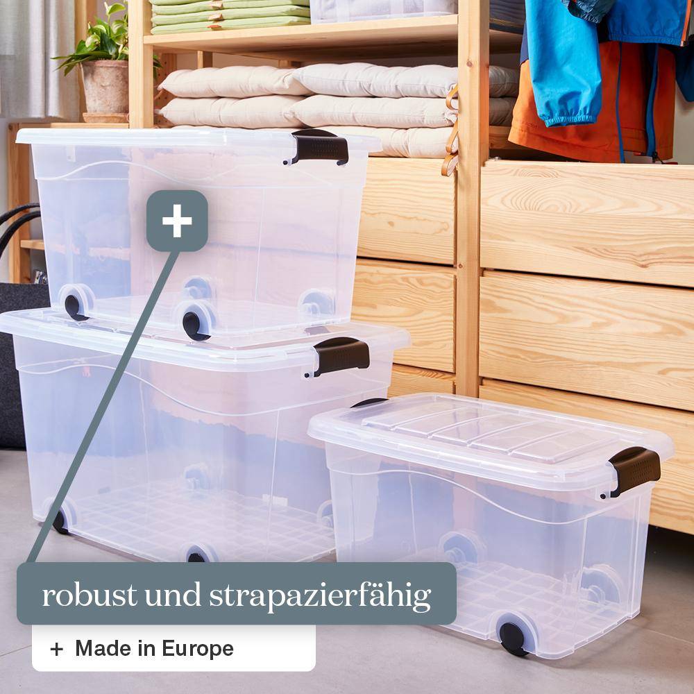 SIENA HOME Aufbewahrungsbox Anzio 60 l 3er-Set mit Rollen