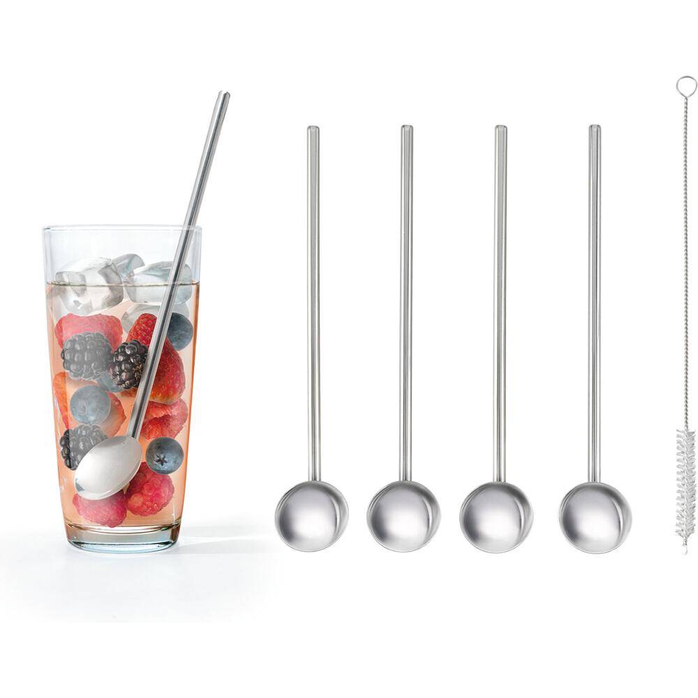 Metaltex Cocktaillöffel Trinkhalm 4er-Set Inox