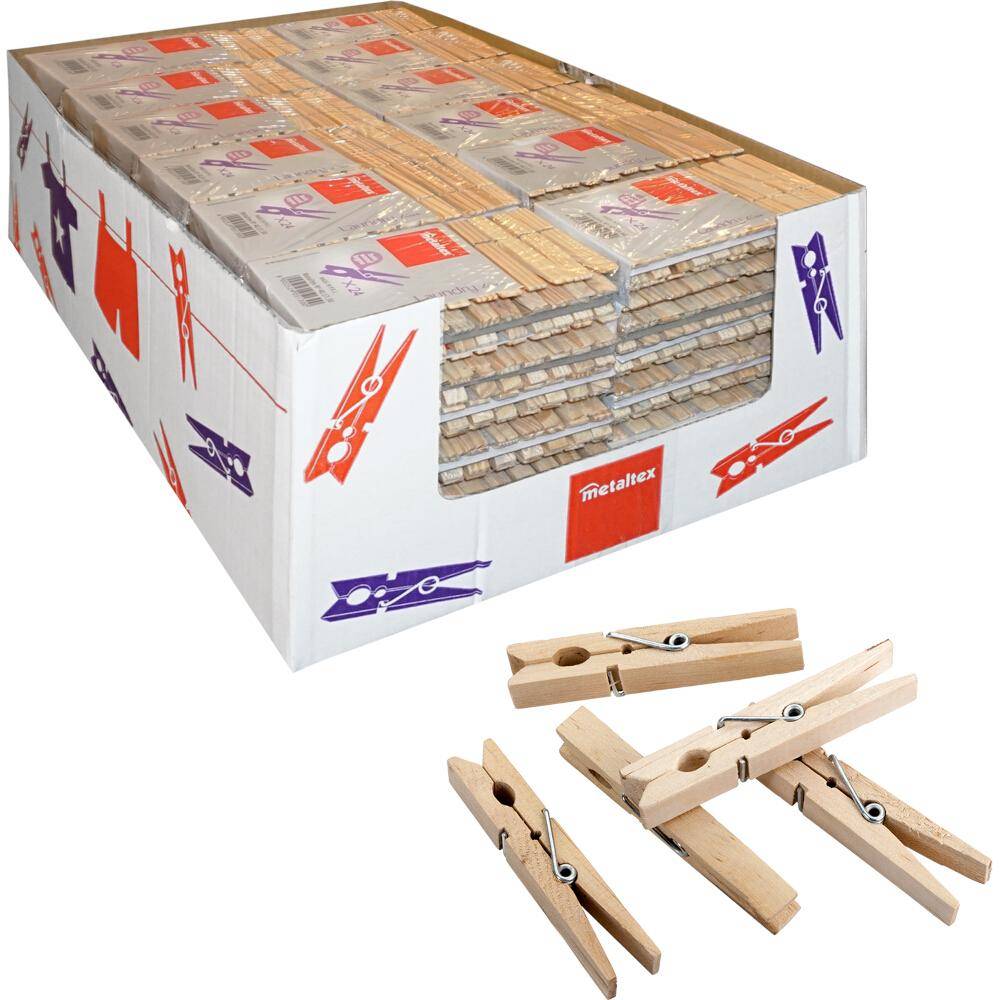 Metaltex Wäscheklammer Holz 24 Stück aus Holz mit Feder