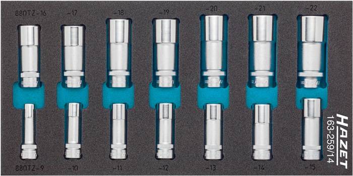 Werkzeugmodul 163-259/14 14-tlg.Safety-Insert-System Steckschlüssel-Satz HAZET