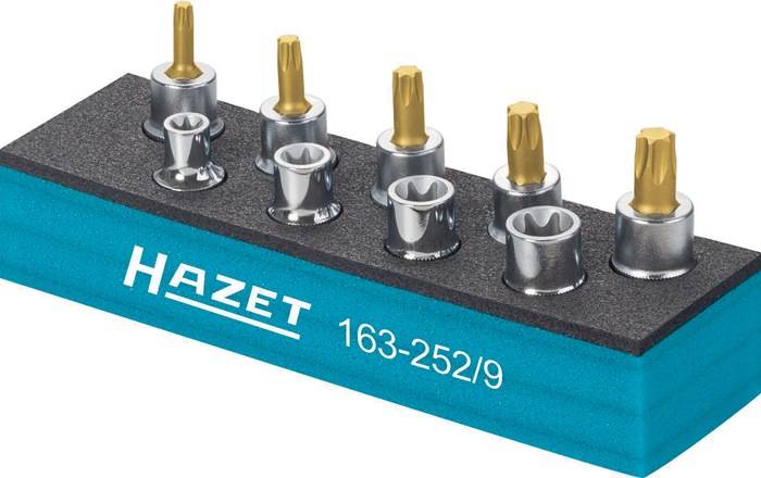 Werkzeugmodul 163-252/9 9-tlg.Steckschlüsseleinsätze TORX® E8–E14/T25–T50 HAZET