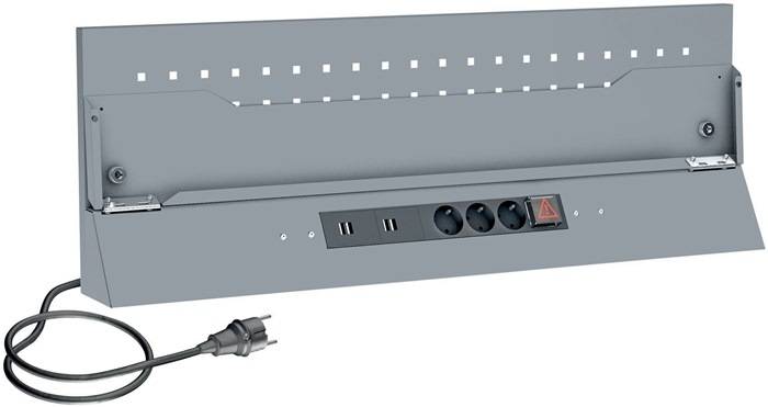 Lochplatte V6000-015SP, Mit 3-fach Schukoleiste 4 4xUSB, 861 mmx301 mm, VIGOR