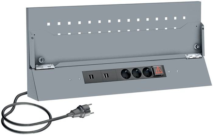 Lochplatte V6000-05SP, Mit 3-fach Schukoleiste 4 USB-Ports, 676 mmx301 mm, VIGOR