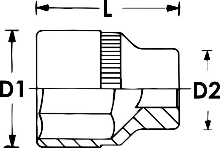 Steckschlüsseleinsatz V7514-7, Antrieb 1/4 Zoll - Abtrieb A.-Dpp-6kt. 7mm, VIGOR