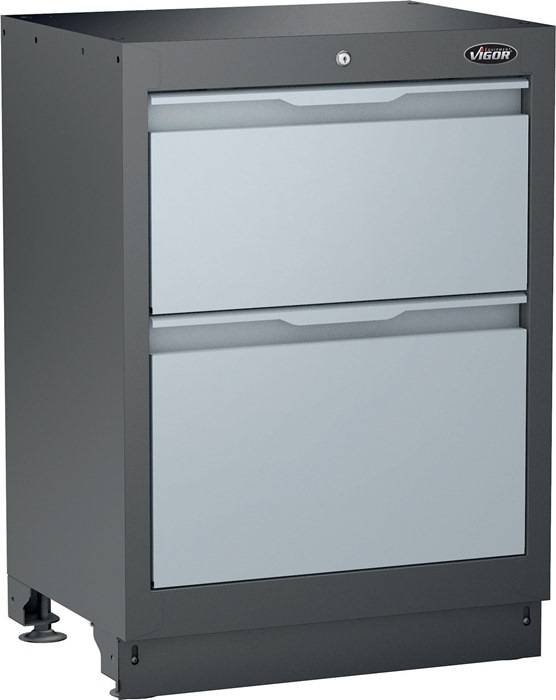 Schubladenschrank V6000-029 H397xB569xT312mm RAL 9005/RAL 7005 2 Schubl.VIGOR