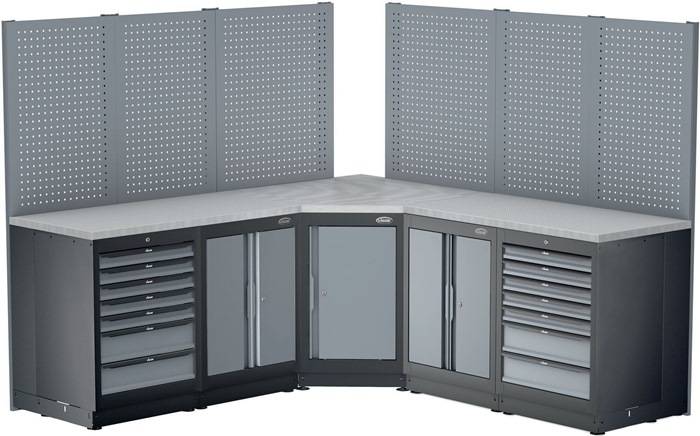 Lochplatte V6000-048 HxBmm Eckplatte f.Eck-Arbeitsplatte T.700mm VIGOR